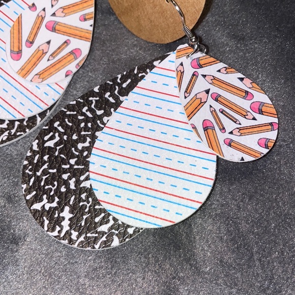 Vegan Leather Back to School Teacher Pre-K Earrings Great to Bundle! - Picture 3 of 6